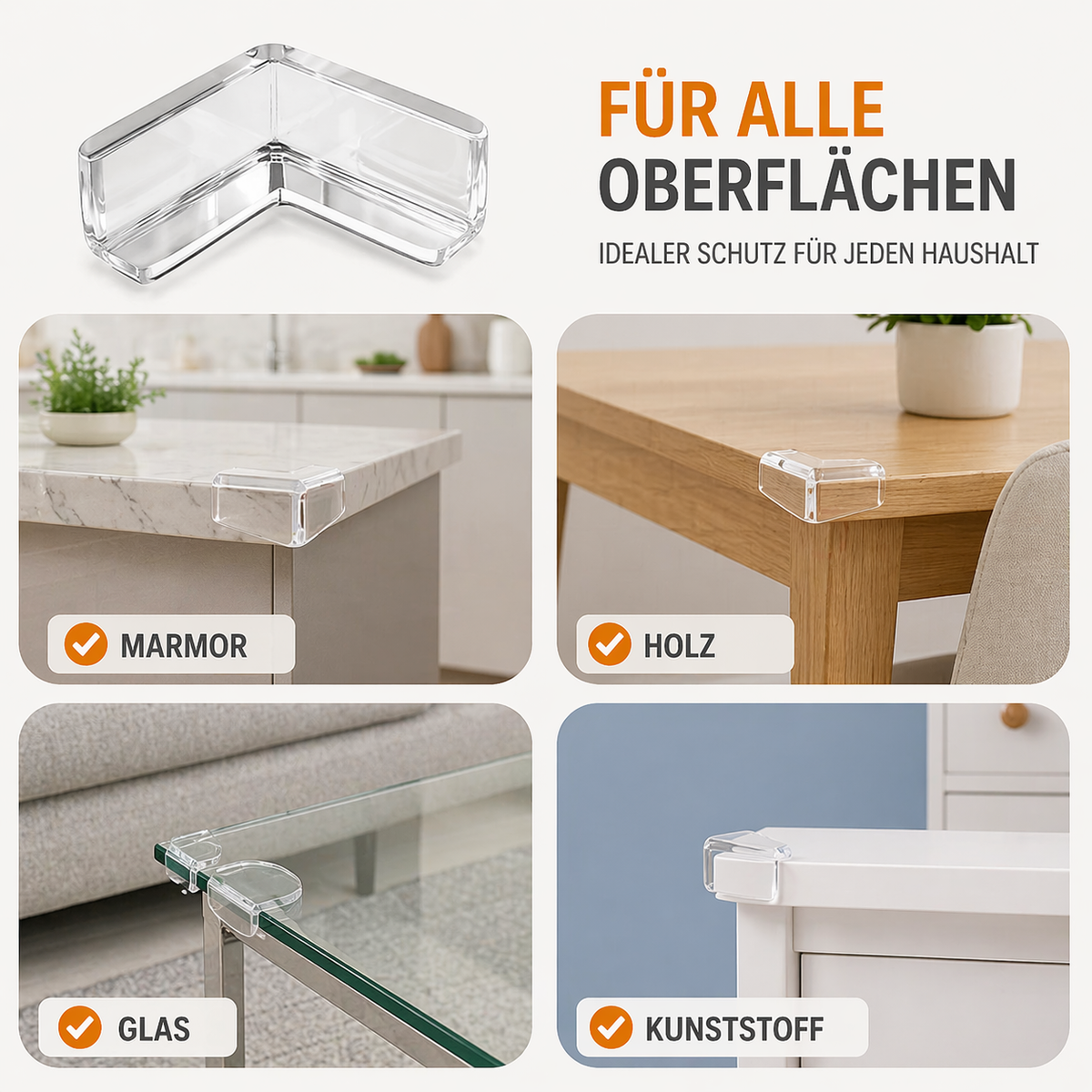Kinder Eckenschutz Tisch – Weicher PVC Eckenschutz für Möbel / Klein & Sicher