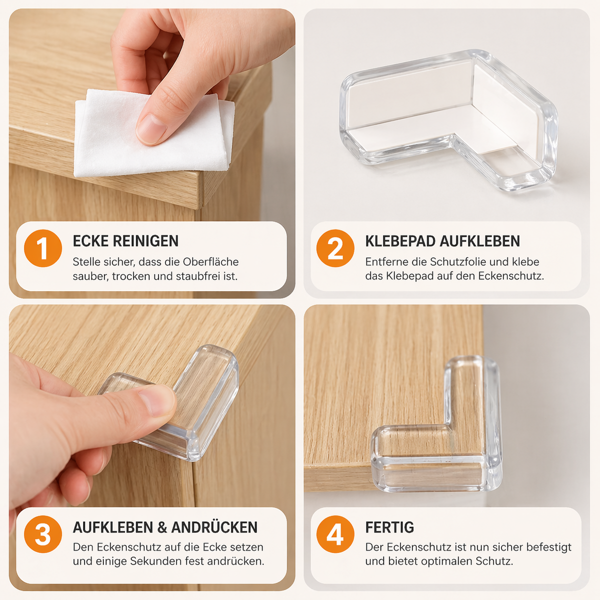 Kinder Eckenschutz Tisch – Weicher PVC Eckenschutz für Möbel / Klein & Sicher