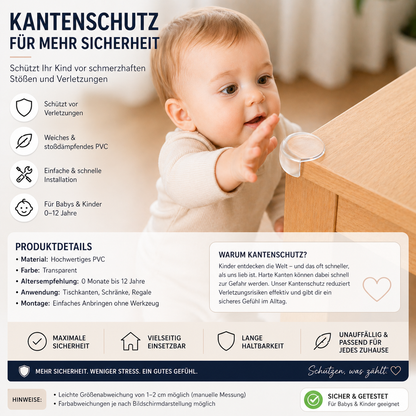 Kinder Eckenschutz Tisch – Weicher PVC Eckenschutz für Möbel / Klein & Sicher