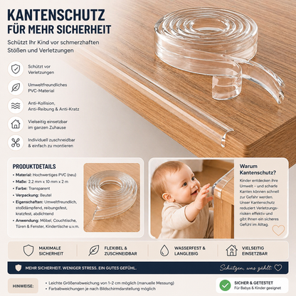 Kantenschutz Baby Tisch 2m – Transparenter Tischkantenschutz PVC | Klein & Sicher